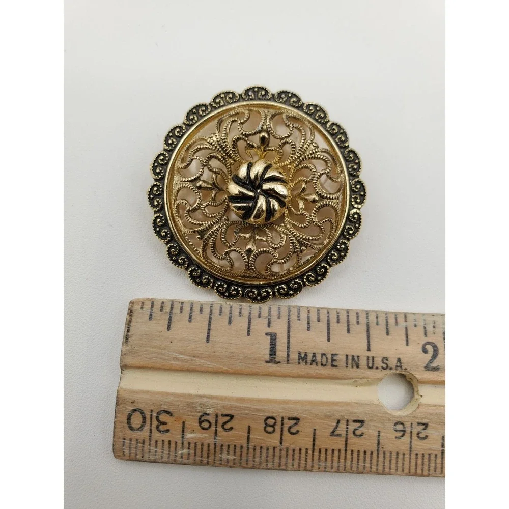 Vtg West Germany Gold Tone Filigree Scarf Clip Lovely